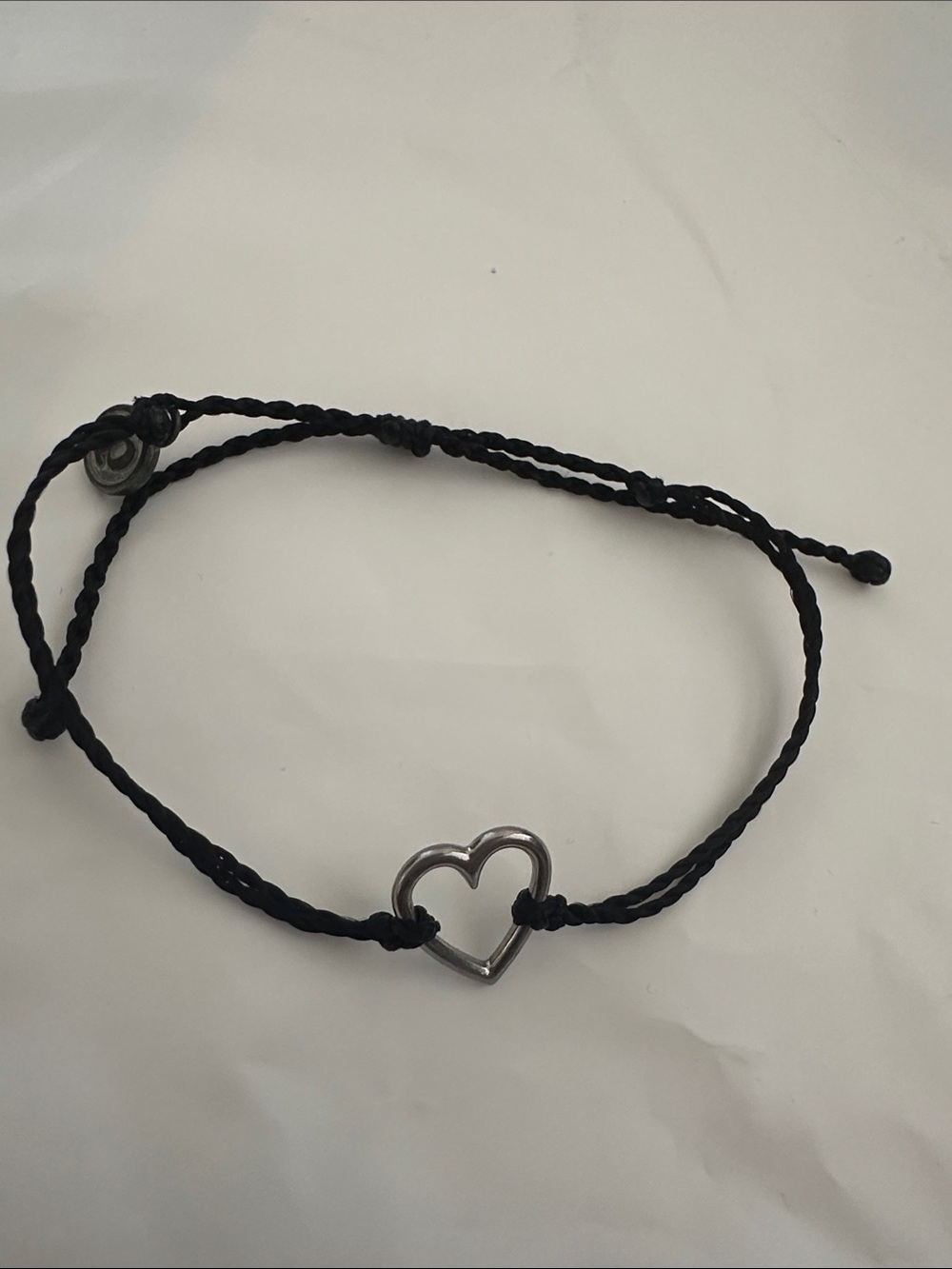 NWOT Pura Vida Black Braided Cord Bracelet with Silver Heart Accent